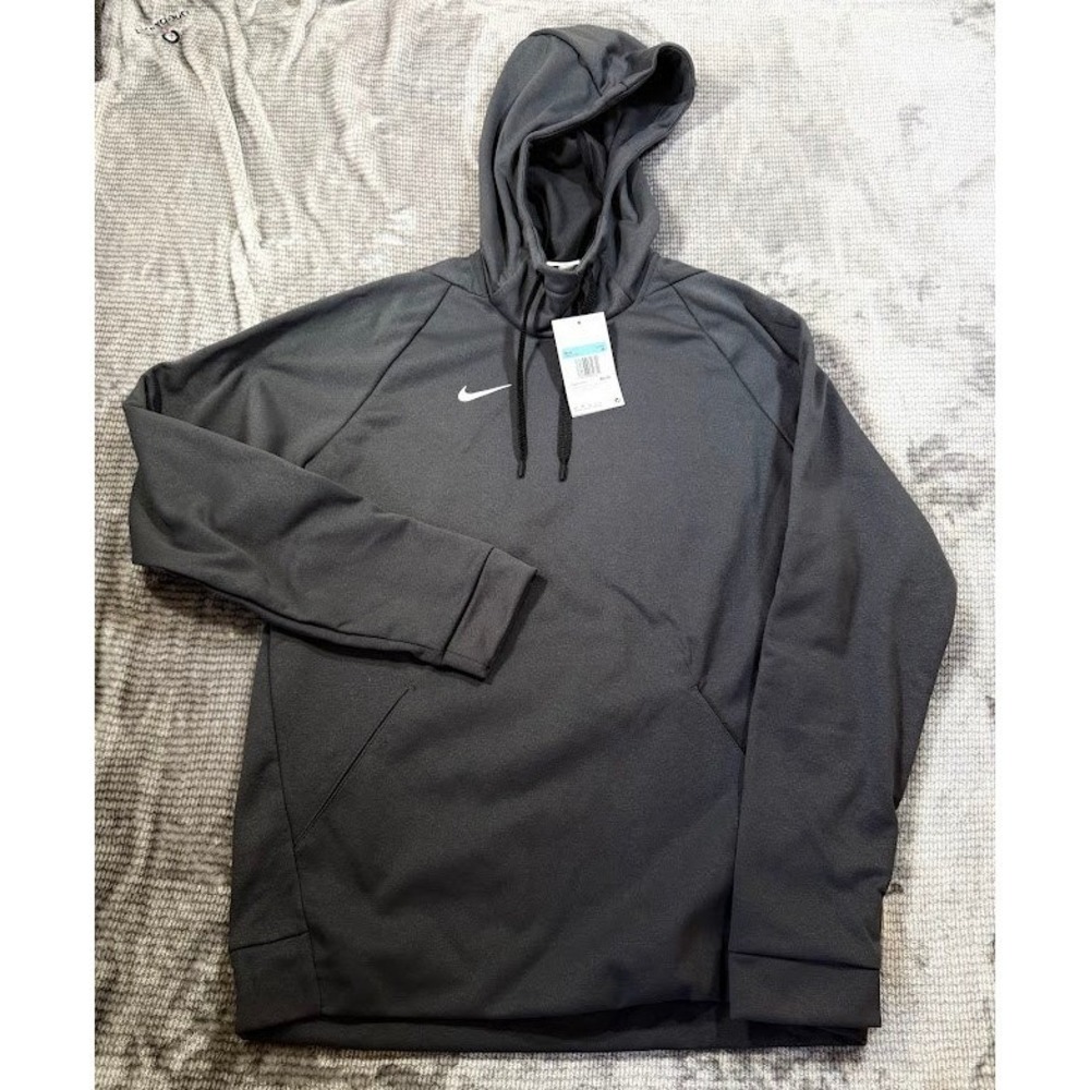Nike Mens Therma-FIT Hoodie Charcoal Grey Fleece Training Sweatshirt Medium NEW